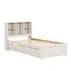 preview thumbnail 17 of 28, Modern Twin Size Platform Bed Frame With Built-in USB Port on Bookcase Headboard, Wooden Bed with 2 Drawers, Walnut
