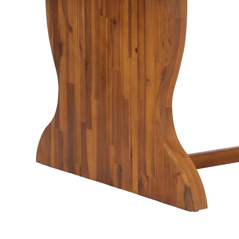 Christopher Knight Home Thalorin Vietnamese Acacia Wood Outdoor Dining Table with Fishtail Legs and Slatted Top