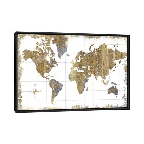 iCanvas "Gilded Map" by All That Glitters Framed Canvas Print