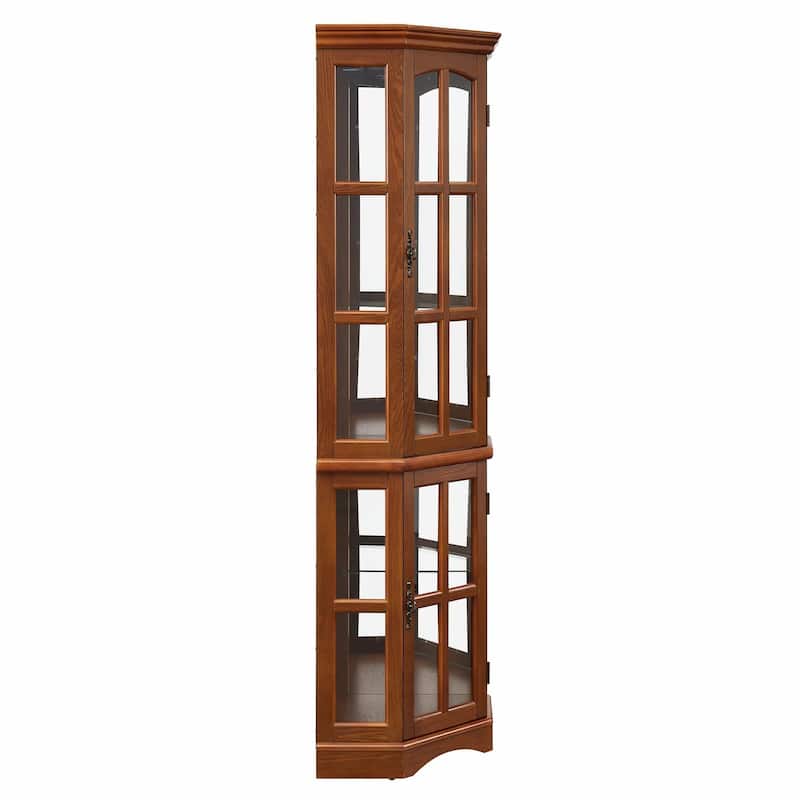 Corner Curio Cabinet with 5 Shelves and Built-in Lighting
