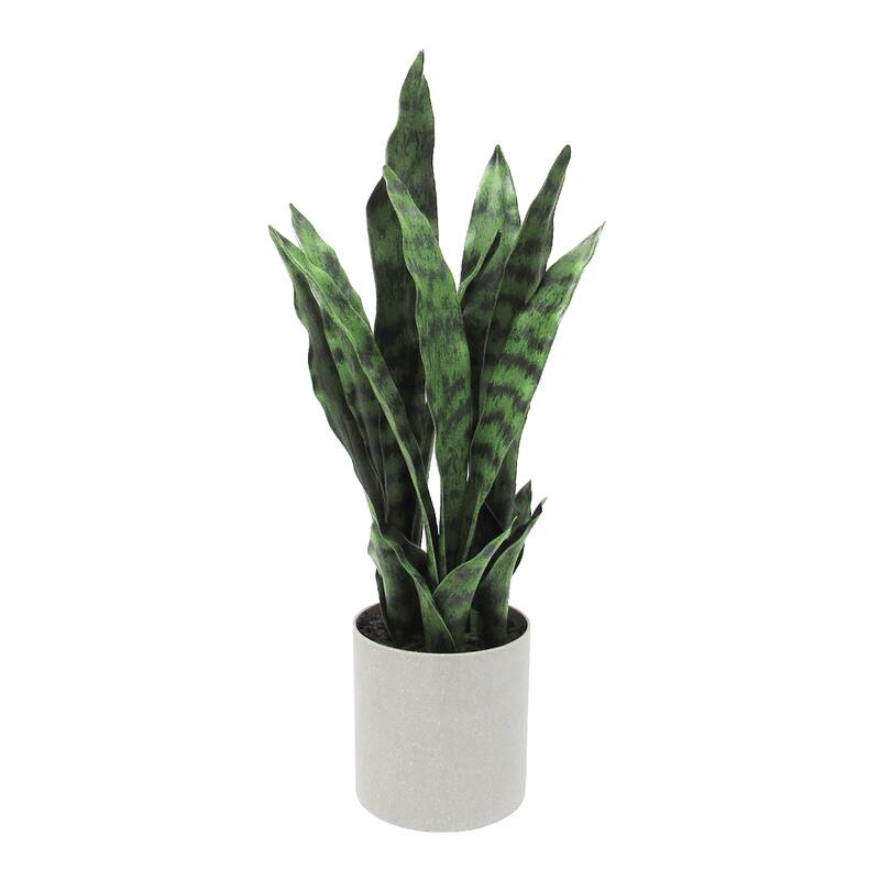 Artificial Sansevieria Snake Plant in Grey Pot - 18" H x 9" W x 6" DP - Green
