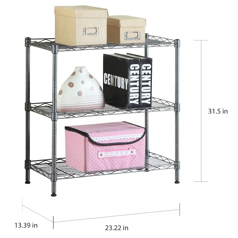 Concise Carbon Steel/ PP 3-Shelf Home Kitchen Shelving Unit