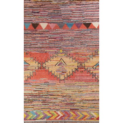 Colorful Moroccan Oriental Large Area Rug Handmade Wool Carpet - 9'4" x 14'5"