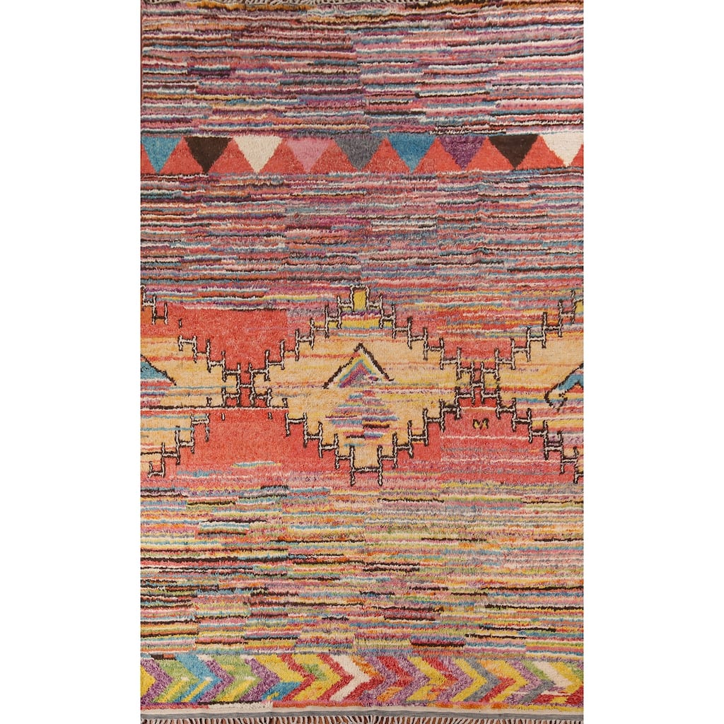 Colorful Moroccan Oriental Large Area Rug Handmade Wool Carpet - 9'4" x 14'5"