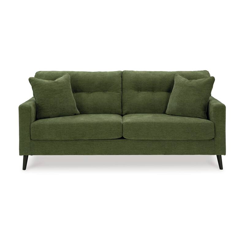 Bixy Sofa, 2 Accent Throw Pillows, 79 Inch Green Tufted Polyester