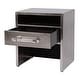 preview thumbnail 2 of 4, Allman 24 in. W Rectangular Wood and Leather 1 Drawer Nightstand with Open Shelf