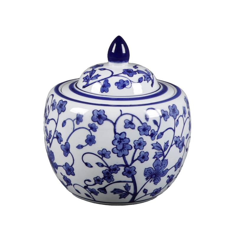 8in Chinoiserie Ceramic Ginger Jar Candle - 61oz Peony Scent