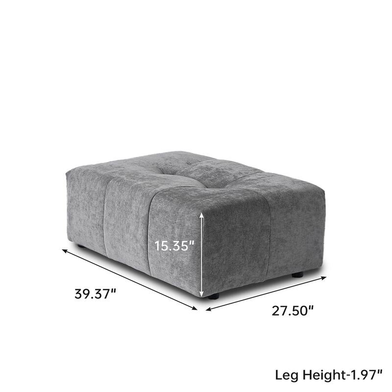 3-Seater Modular Sectional Couch with Ottoman Modern Linen Upholstered Sectional Sofa