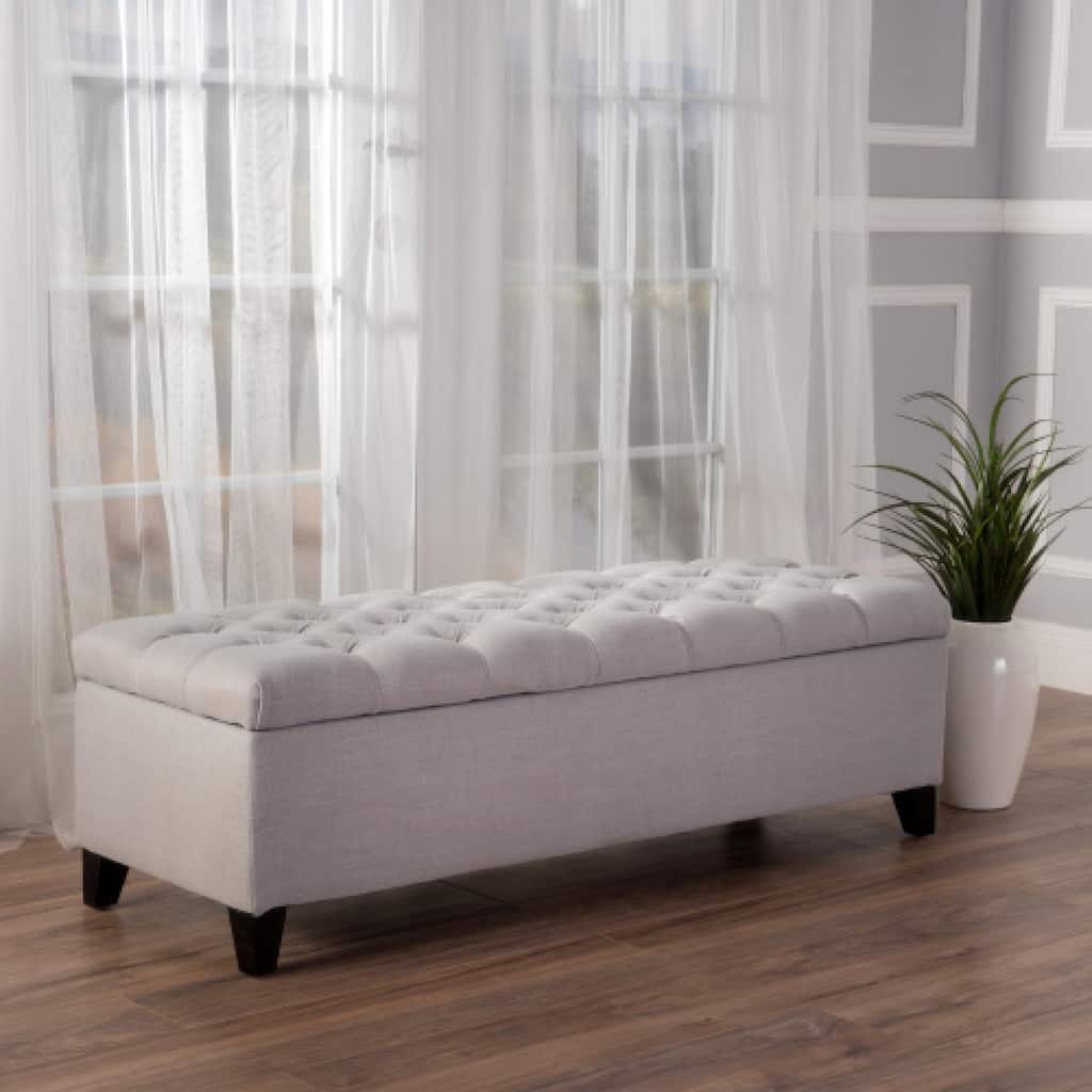 Roomfitters Glouster Storage Ottoman Bench, Button Tufted Fabric with Diamond Stitching