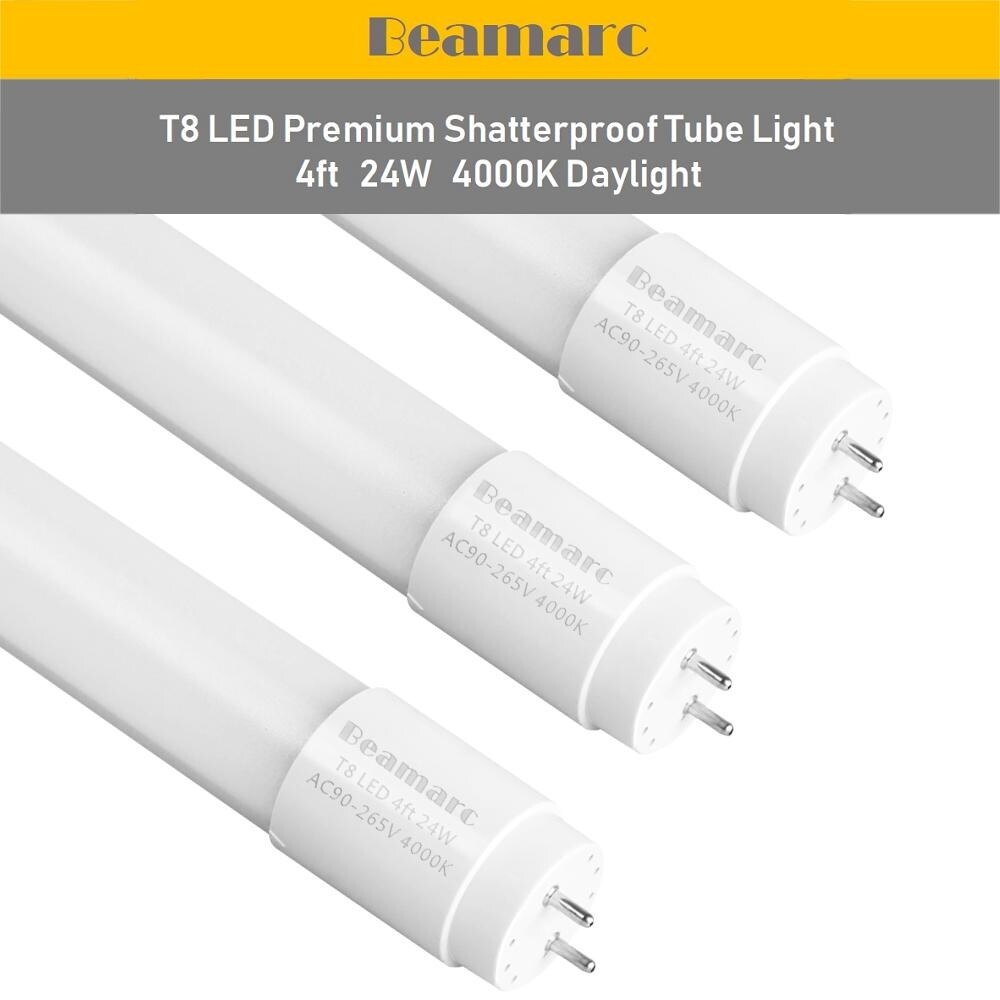 Led T8 Light Tube 4ft 4000 6000k Dual End Powered Ballast Bypass 24w 60w Equivalent Frosted Cover