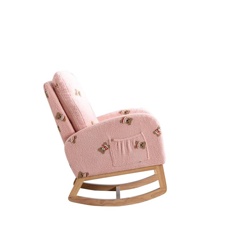 Mid Century Accent Rocker Armchair With Side Pocket