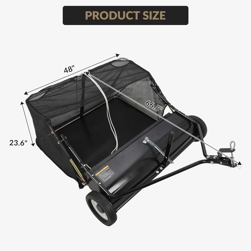 48 in Tow-Behind Lawn Sweeper with 26 cu. ft. Hopper Adjustable Height and Quick-Dump Rope
