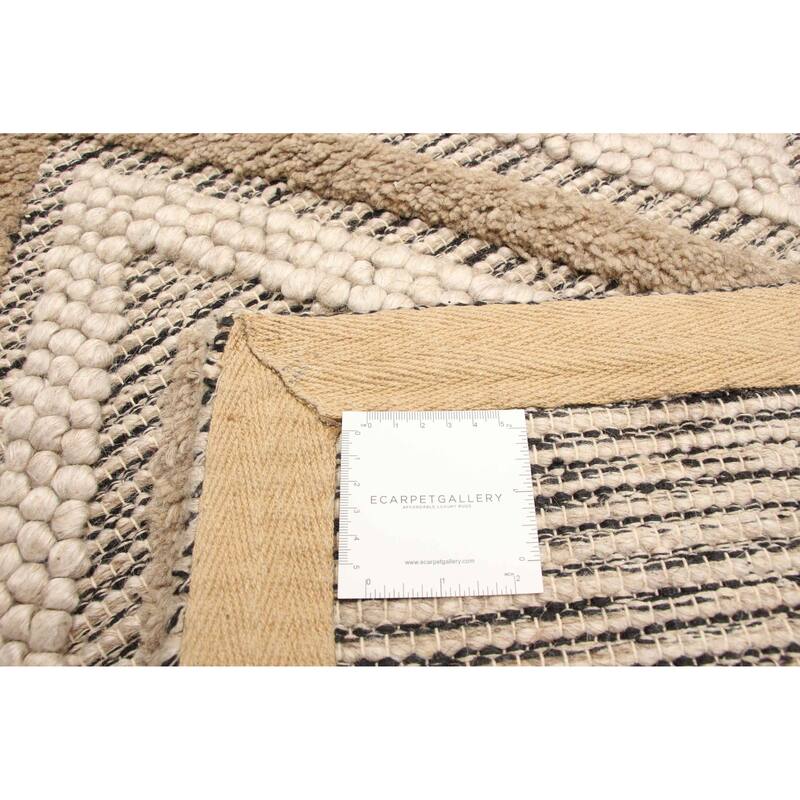 ECARPETGALLERY Braid weave Sienna Brown Wool Rug - 5'0 x 7'7