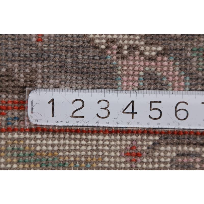 Gray Ivory Oushak Oriental Rug Hand-Knotted Wool Carpet - 2'7" x 6'2"