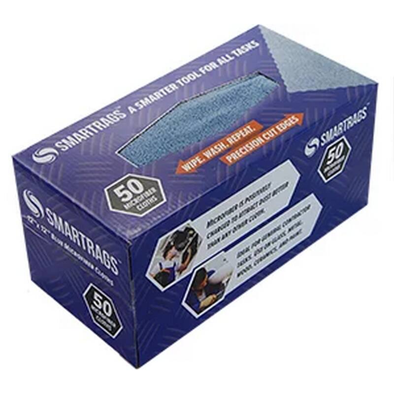 Arkwright Box of 50 Smart Rags Microfiber Cleaning Cloths - 12x12 - Blue