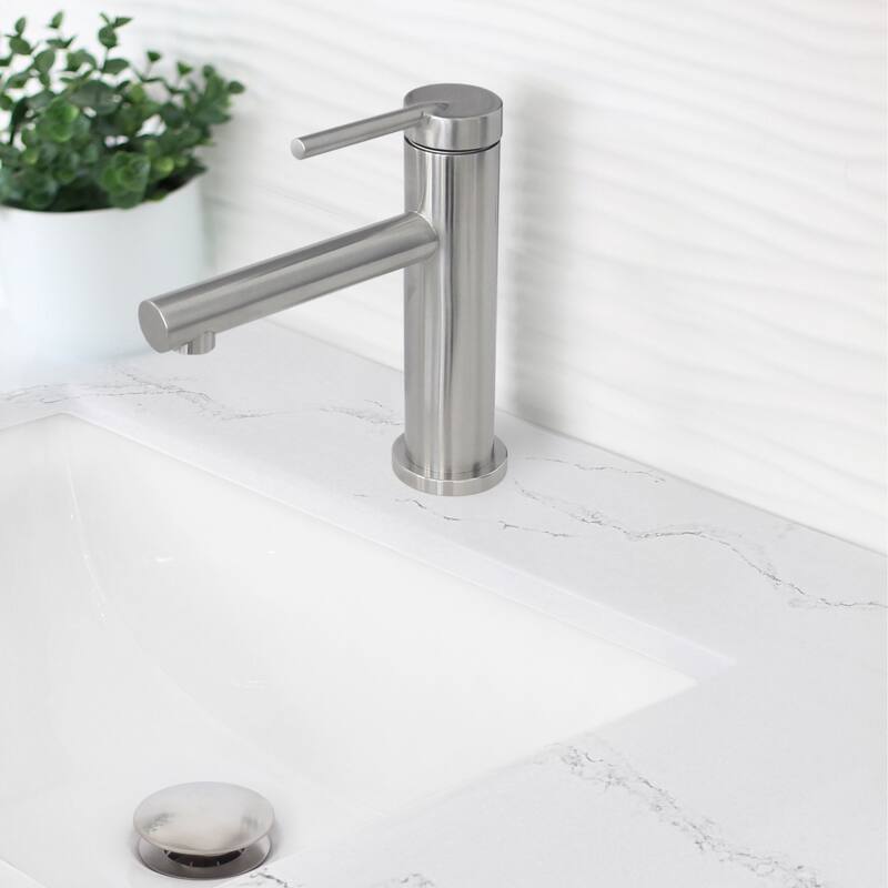 STYLISH Single Handle Modern Bathroom Basin Sink Faucet in Stainless Steel - Faucet Height: 6 3/8" Spout Height: 3 7/8"