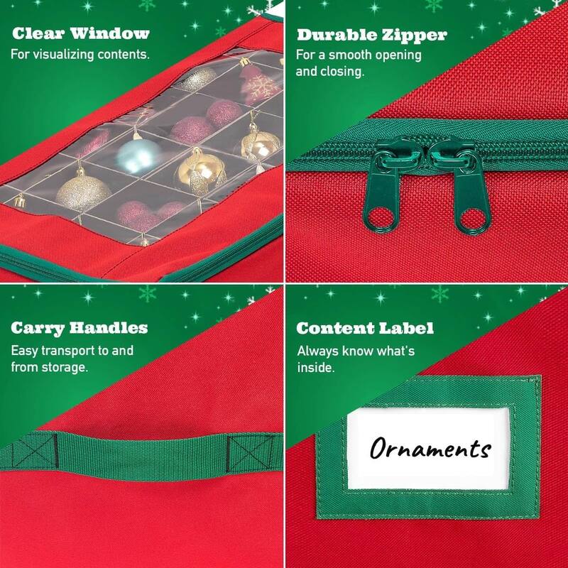 Underbed Christmas Ornament Storage Container - Holds up to 48-3 Inch Ornaments – Two Individual Removable Trays
