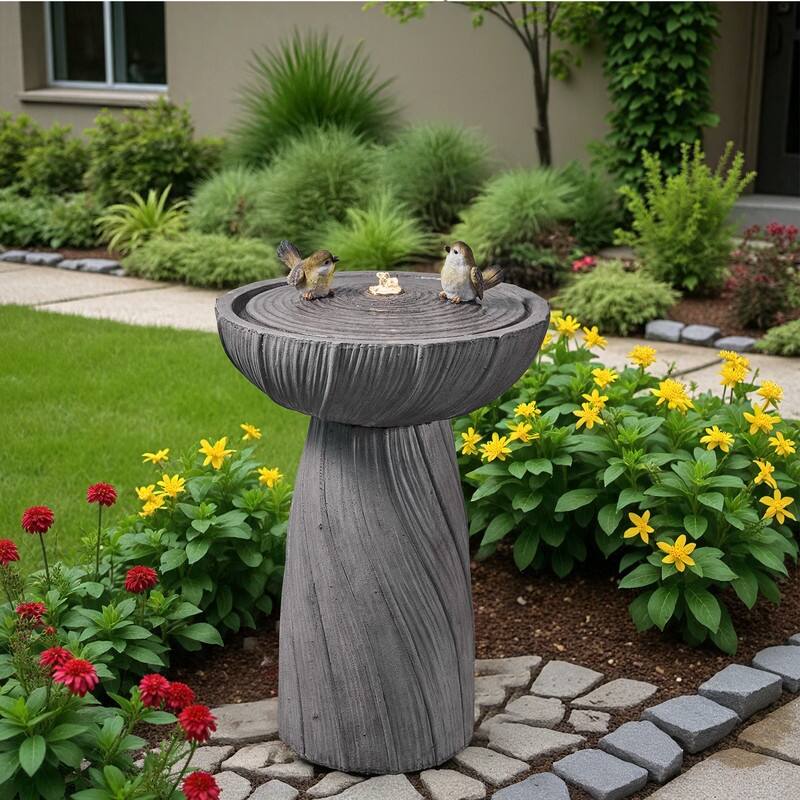 28.35" Outdoor Polyresin Bird Fountain – Elegant Garden Decor
