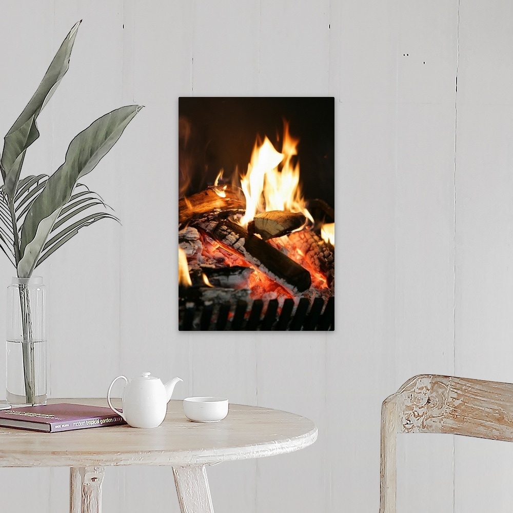 GreatBIGCanvas inchBurning logs in fireplace inch Canvas Wall Art