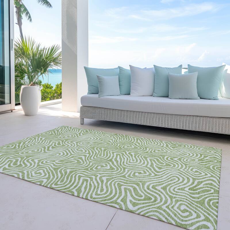 Machine Washable Indoor/ Outdoor Modern Trance Chantille Rug