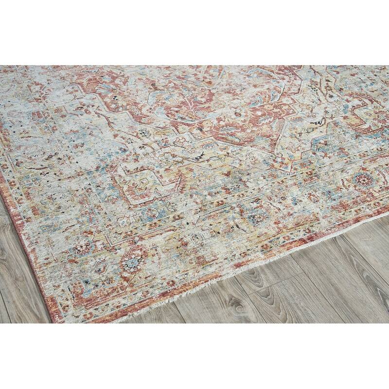 Antique Loom Beige/Rust Polyester powerloom Area Rug