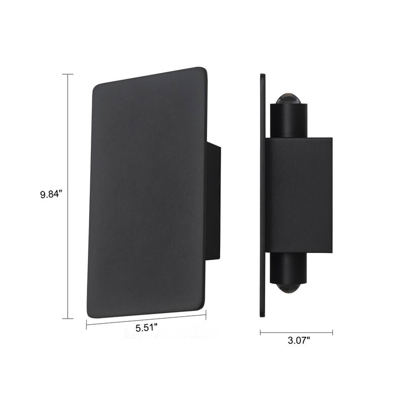 Modern 2-light Integrated LED Outdoor Wall Light Dimmable Wall Sconce - H14.2" x W5.9"