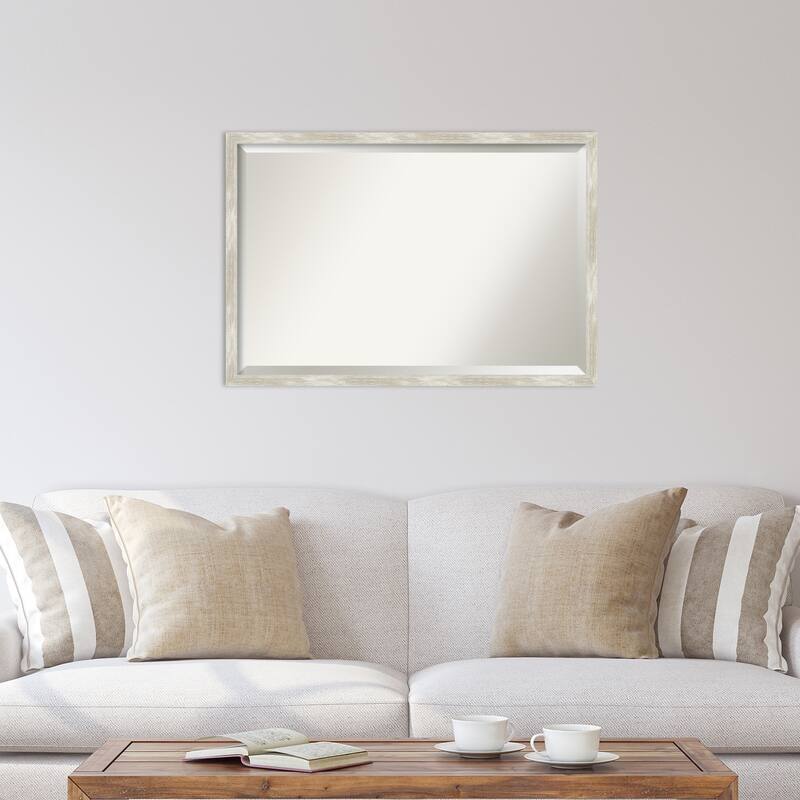 Beveled Wall Mirror - Crackled Metallic Narrow Frame - Crackled Metallic Narrow