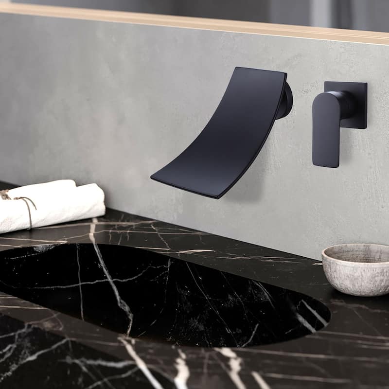 Single Handle Matte Black Waterfall Bathroom Sink Faucet