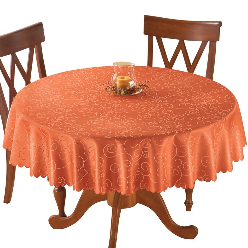 Solid Scroll Scalloped Edge Tablecloth