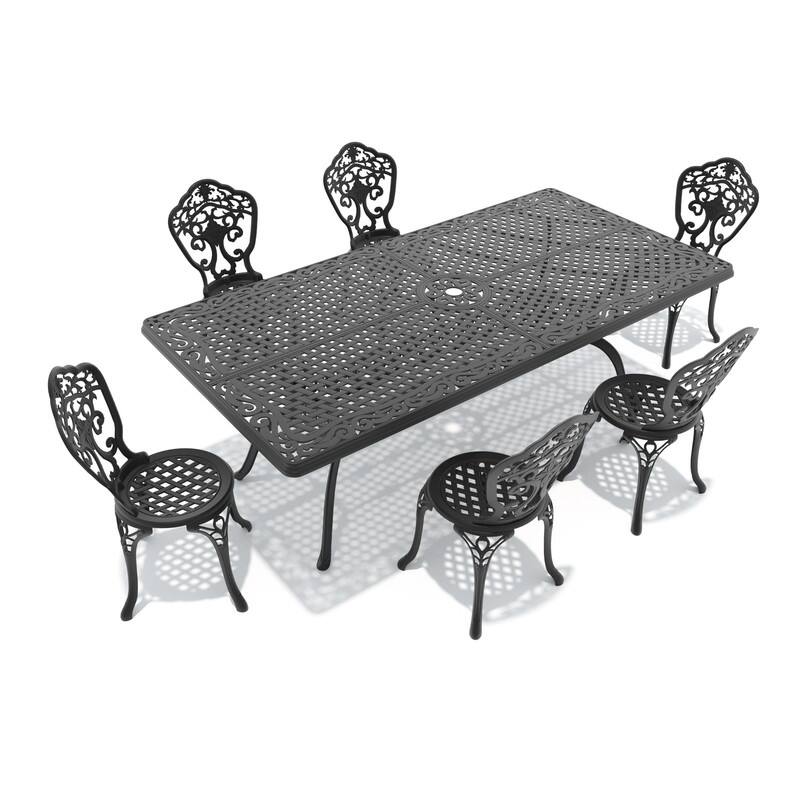Traditions 7-Piece Patio Outdoor Dining Set with 6 Dining Chairs and Rectangular Dining Table, Rust Free