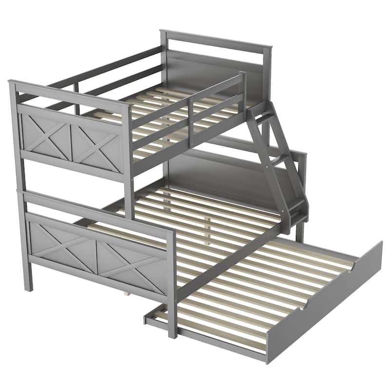 Twin over Full Bunk Bed with Ladder, Twin Size Trundle
