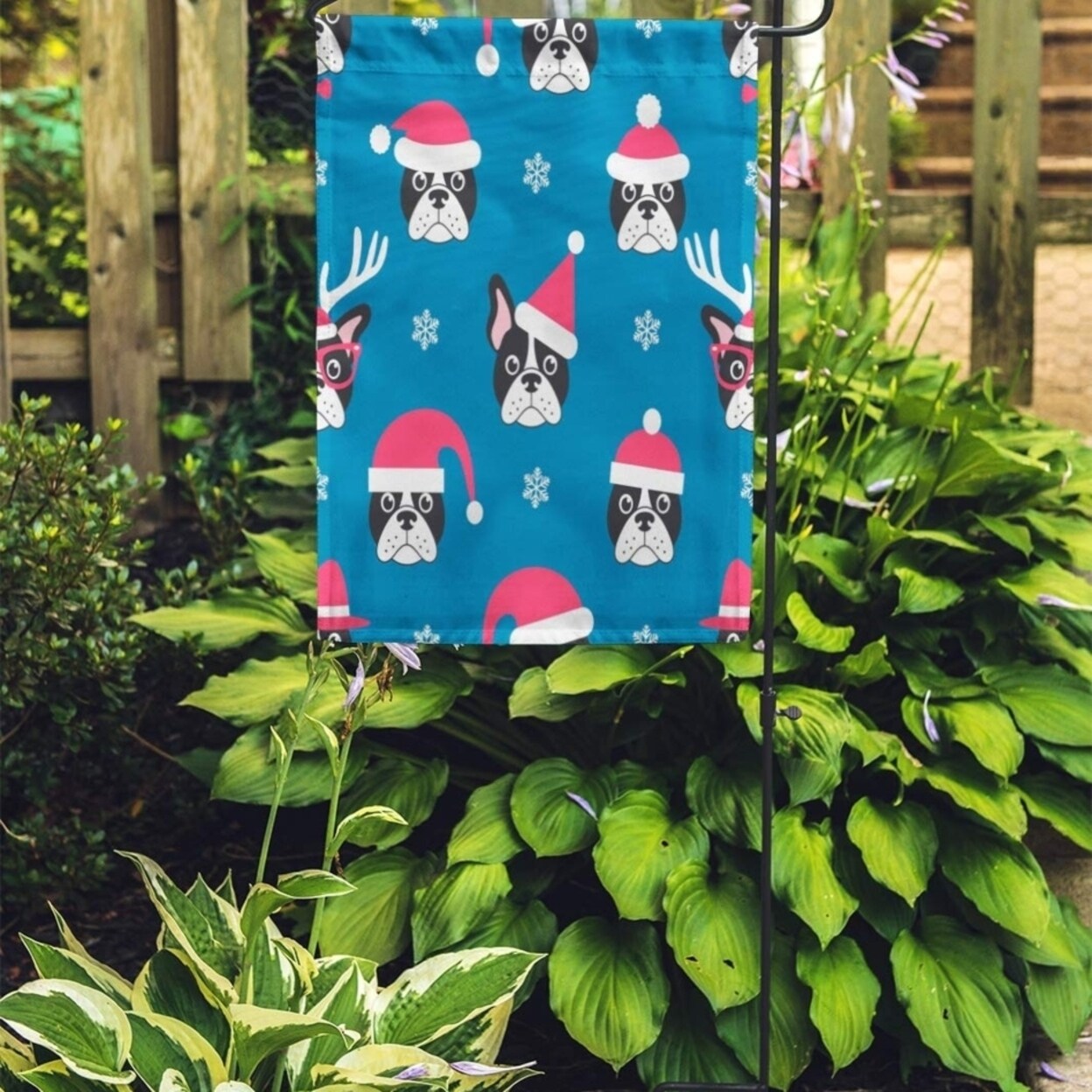 Shop Blue Winter French Bulldogs Santa Hats Raster Red Accessory Garden Flag Decorative Flag House Banner 12x18 Inch On Sale Overstock 31351259