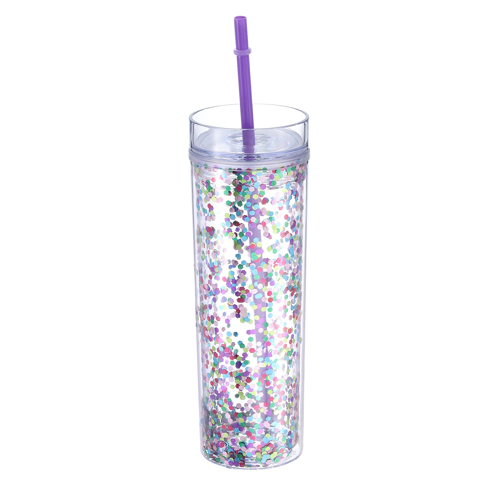 Skinny Acrylic Tumbler with Lid and Straw, 16 Oz Double Wall Cups -  Overstock - 39029673