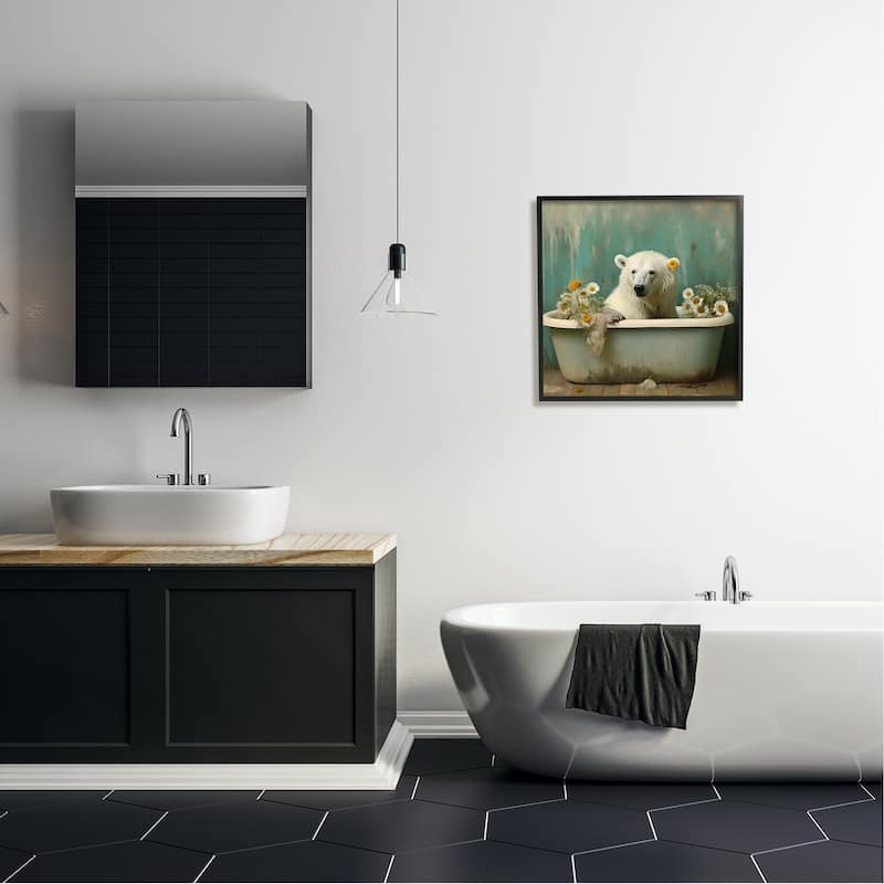 Stupell Polar Bear Vintage Tub Framed Giclee Art Design by Lazar Studio