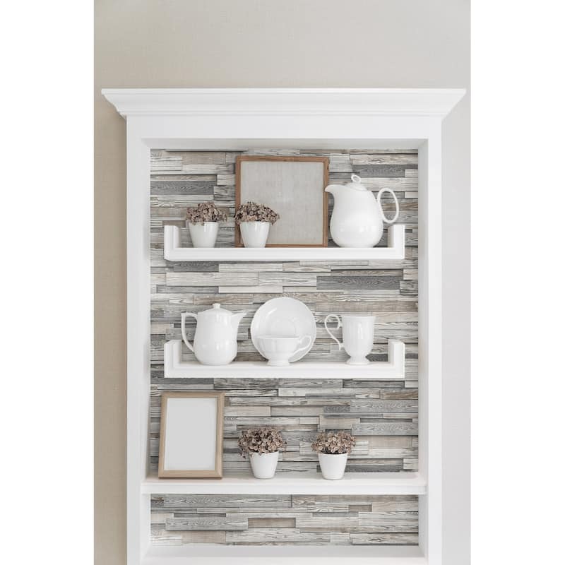 NextWall Reclaimed Wood Plank Peel and Stick Removable Wallpaper