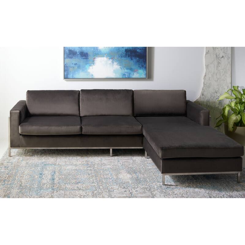 SAFAVIEH Couture Camila Sectional Sofa - 106"W x 37"D x 32"H - Dark Grey