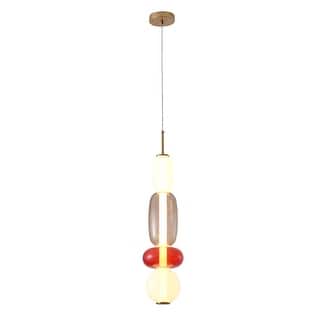 1-Light Gold LED Single Pendant With A Multi-color glass shade