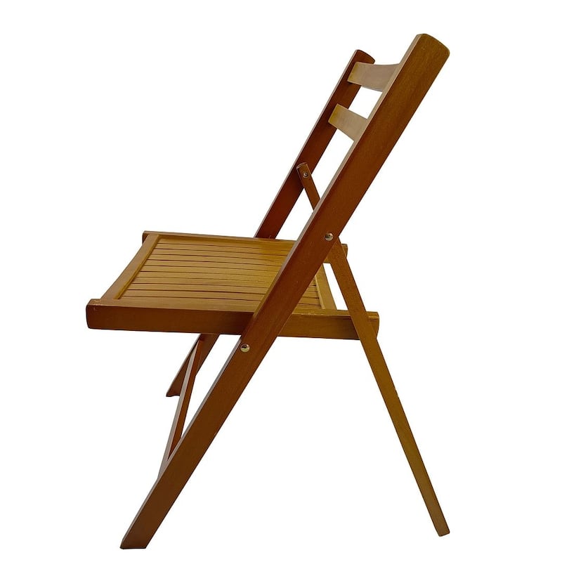 4 Pack Wood Folding Chair with Slatted Seat