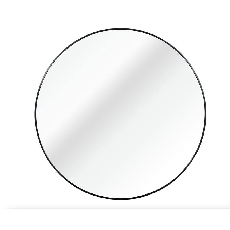 39 Inch Black Metal Framed Round Bathrrom Mirror for Wall