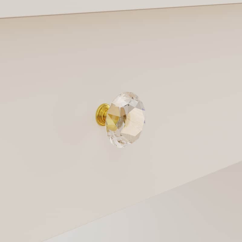 9-Drawer Vanity Set with Crystal Pulls and Versatile Mirror Lighting