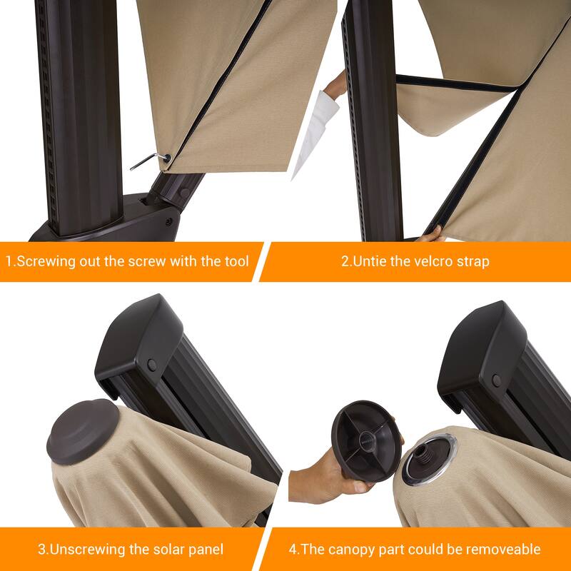 LIVOOSUN Outdoor Cantilever Offset Patio 11Ft Aluminum Umbrella w/Base