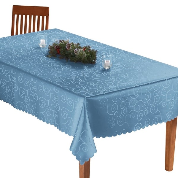 slide 2 of 24, Solid Scroll Scalloped Edge Tablecloth