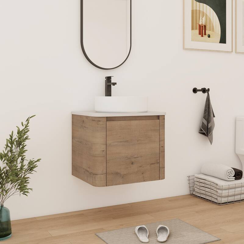 Bathroom Vanity With Sink In 24/30 Inch, Floating Bathroom Vanity With Soft Close Door