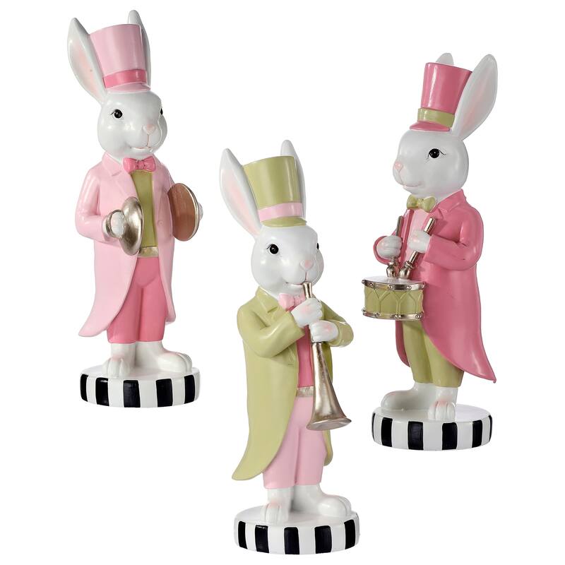 9" Resin Garden Bunny Band Set of 3