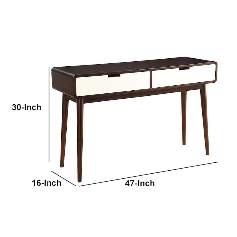 Beautiful Sofa Table With 2 Drawers, Espresso & White