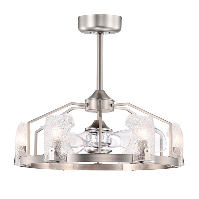 Luciala 28 Inch Satin Nickel Finish Modern Ceiling Fandelier with Remote - N/A