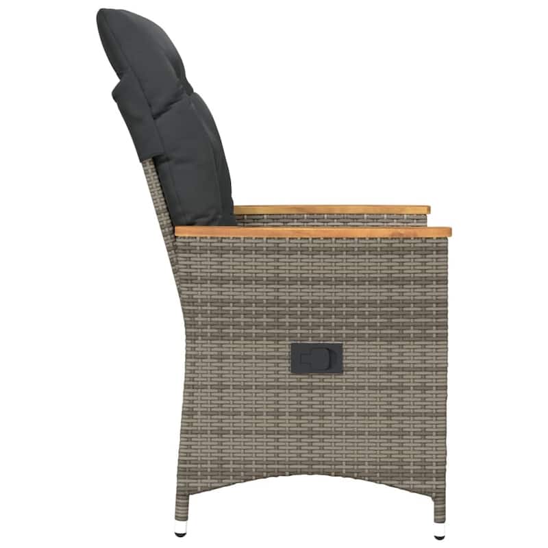 vidaXL Reclining Patio Chairs with Cushions Armchair Outdoor Seating Poly Rattan