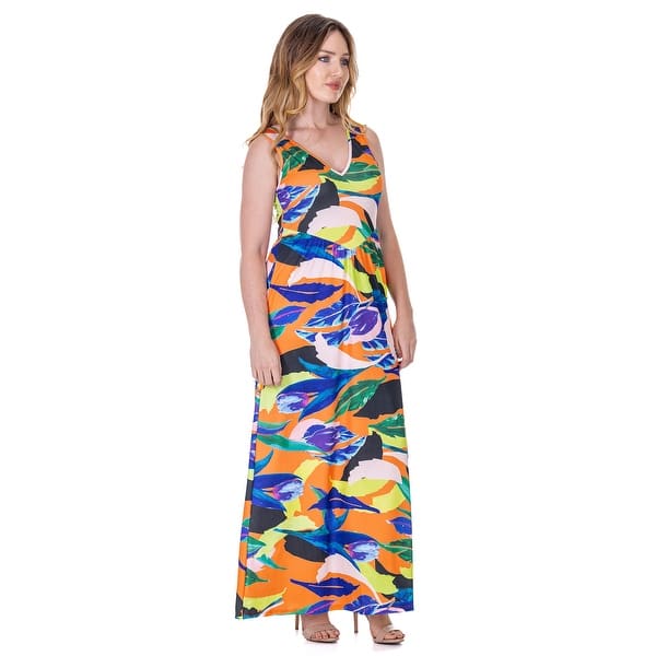24seven comfort apparel maxi dress 24seven Comfort Apparel Womens Solid V Neck Tulip Hem Ruffle Sleeve Faux Wrap Maxi Dress, XL