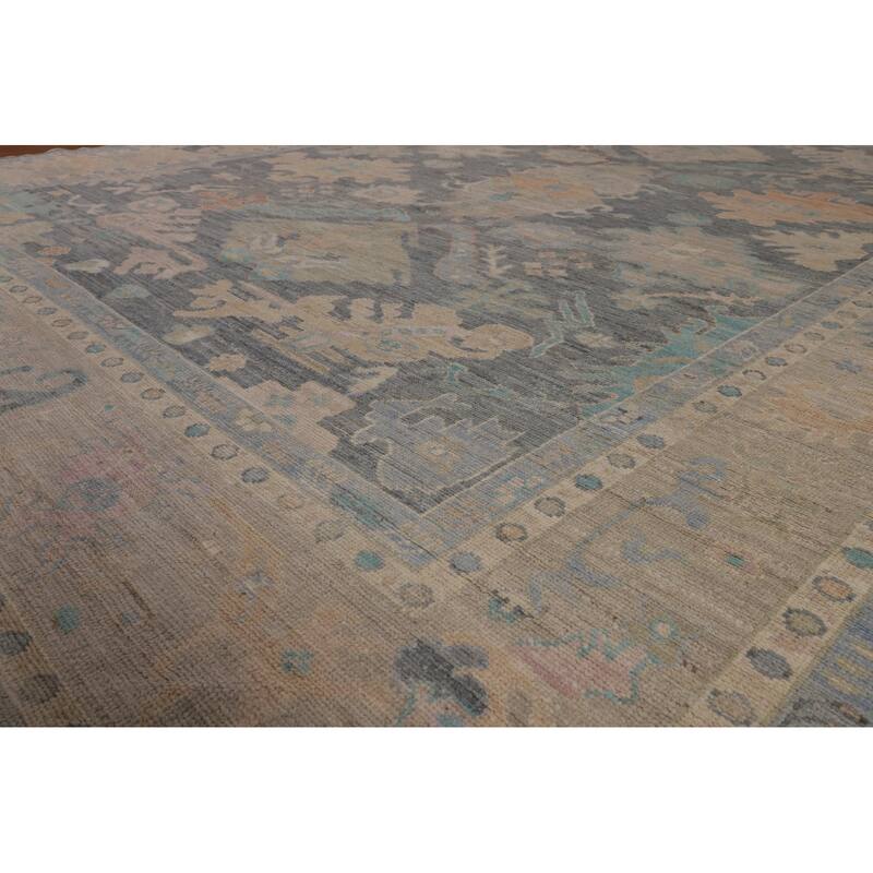 Oushak Turkish Area Rug Handmade Grey Vegetable Dye Wool Carpet - 9'6"x 11'10"