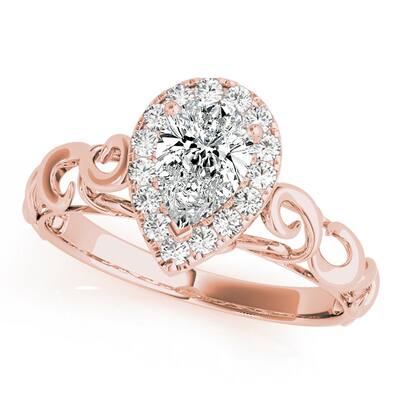 Auriya 14k Rose Gold Lab Grown Pear Diamond Halo Engagement Ring 0.50 to 5.00 ct. tw. (F-G VS)